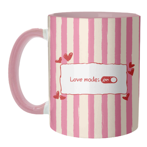 Love Mode On Pink Aesthetic Stripes - unique mug by EZbie