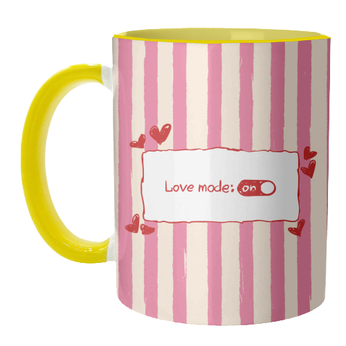 Love Mode On Pink Aesthetic Stripes - unique mug by EZbie