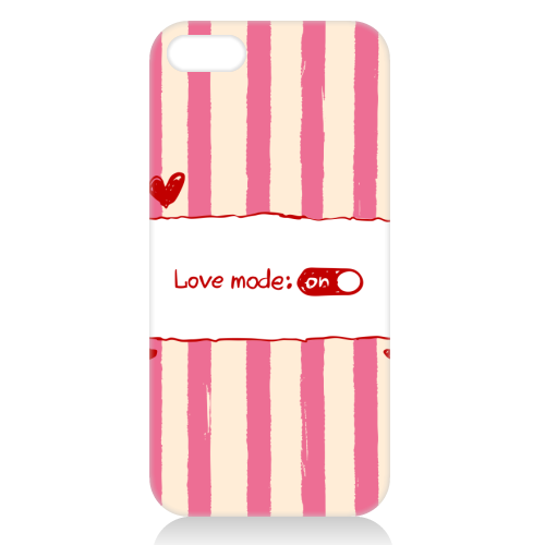 Love Mode On Pink Aesthetic Stripes - unique phone case by EZbie