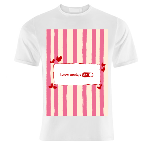 Love Mode On Pink Aesthetic Stripes - unique t shirt by EZbie