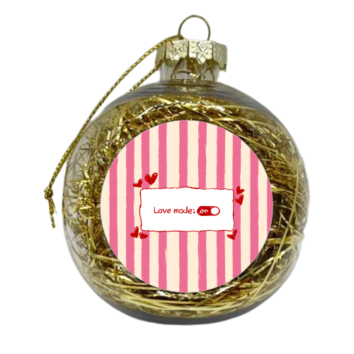 Love Mode On Pink Aesthetic Stripes - xmas bauble by EZbie