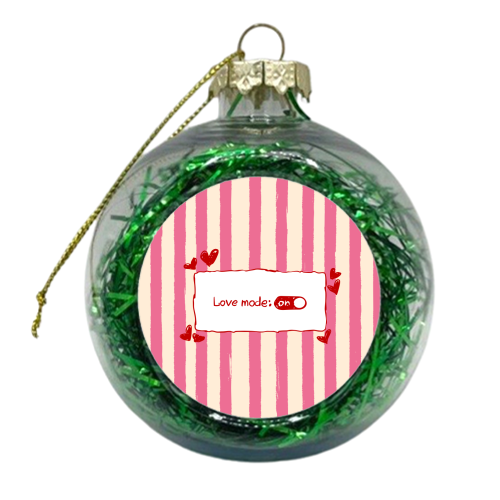 Love Mode On Pink Aesthetic Stripes - xmas bauble by EZbie