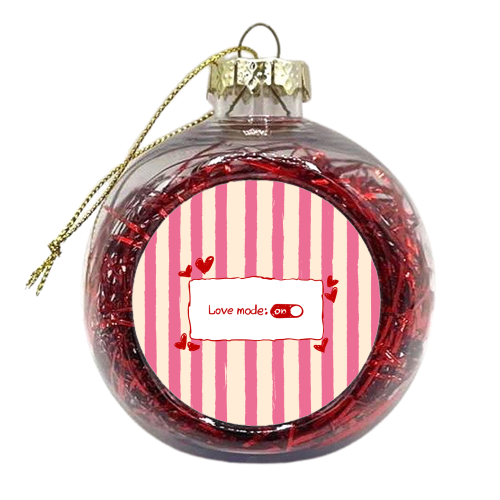 Love Mode On Pink Aesthetic Stripes - xmas bauble by EZbie