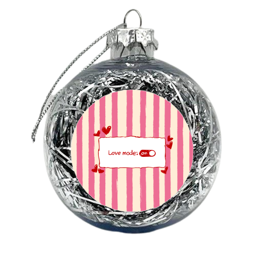 Love Mode On Pink Aesthetic Stripes - xmas bauble by EZbie