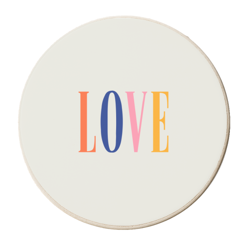Love multicoloured typography print - personalised beer coaster by Kind of Simple Designs