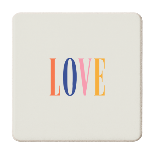 Love multicoloured typography print - personalised beer coaster by Kind of Simple Designs