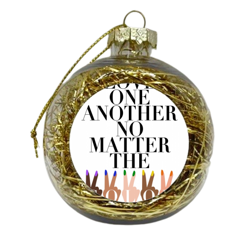 Love One Another No Matter the Color Peace Signs - xmas bauble by Toni Scott