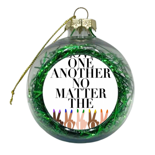 Love One Another No Matter the Color Peace Signs - xmas bauble by Toni Scott