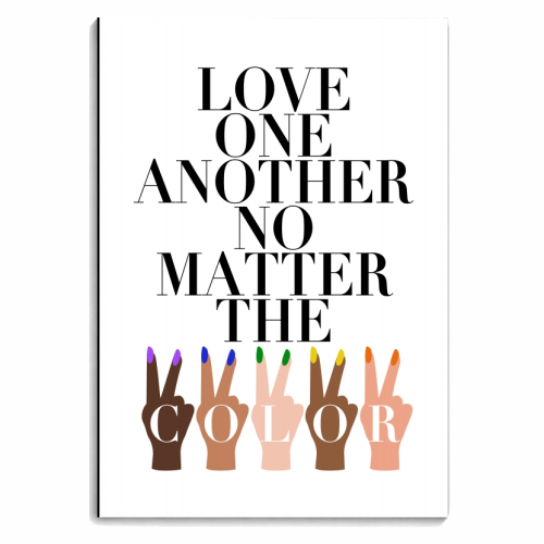Love One Another No Matter the Color Peace Signs - personalised A4, A5, A6 notebook by Toni Scott