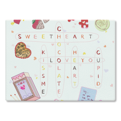 Love Search - glass chopping board by Yaz Raja