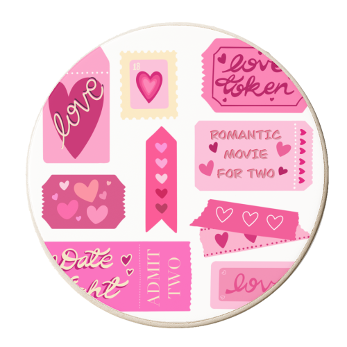 Love tokens - personalised beer coaster by PixieDrew