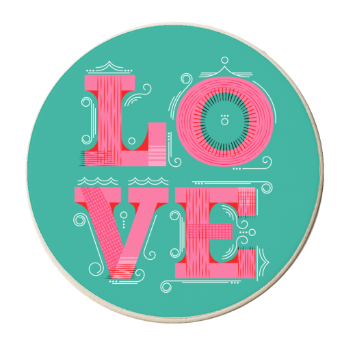 LOVE Typography - personalised beer coaster by Ania Wieclaw