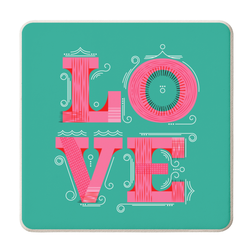 LOVE Typography - personalised beer coaster by Ania Wieclaw