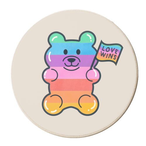 Love Wins, Rainbow Jelly Bear - personalised beer coaster by Ania Wieclaw