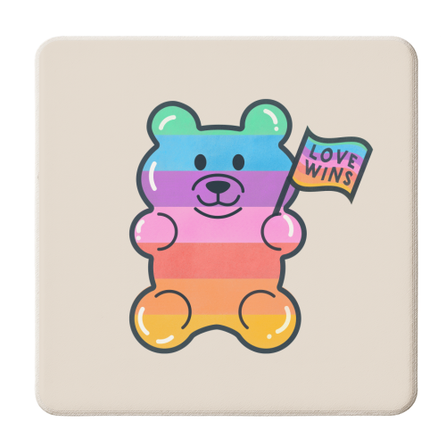 Love Wins, Rainbow Jelly Bear - personalised beer coaster by Ania Wieclaw
