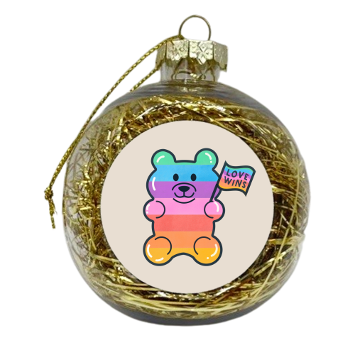 Love Wins, Rainbow Jelly Bear - xmas bauble by Ania Wieclaw