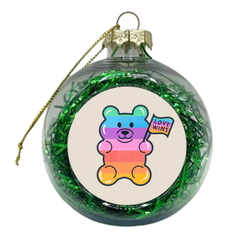 Love Wins, Rainbow Jelly Bear - xmas bauble by Ania Wieclaw