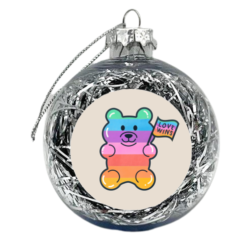 Love Wins, Rainbow Jelly Bear - xmas bauble by Ania Wieclaw