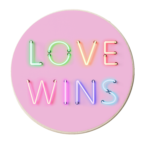 LOVE WINS - Rainbow Neon - personalised beer coaster by Ania Wieclaw