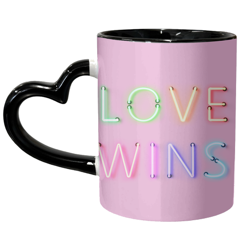 LOVE WINS - Rainbow Neon - unique mug by Ania Wieclaw
