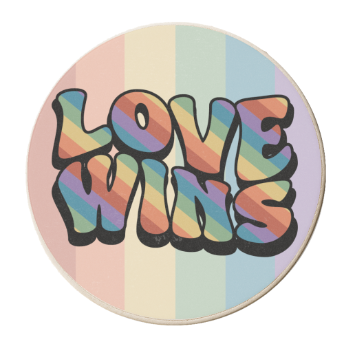 Love Wins - Retro Pride - personalised beer coaster by Amy Farmer