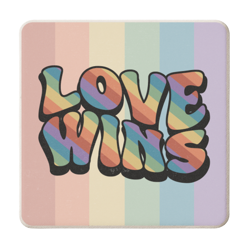 Love Wins - Retro Pride - personalised beer coaster by Amy Farmer