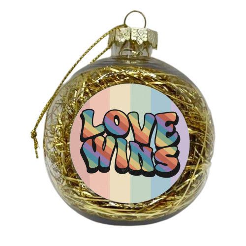 Love Wins - Retro Pride - xmas bauble by Amy Farmer