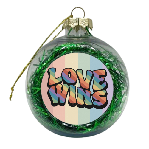Love Wins - Retro Pride - xmas bauble by Amy Farmer