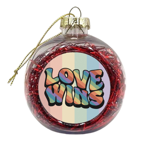 Love Wins - Retro Pride - xmas bauble by Amy Farmer