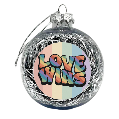 Love Wins - Retro Pride - xmas bauble by Amy Farmer