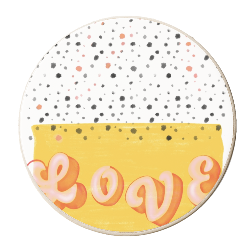 Love Yellow Print - personalised beer coaster by Yaz Raja