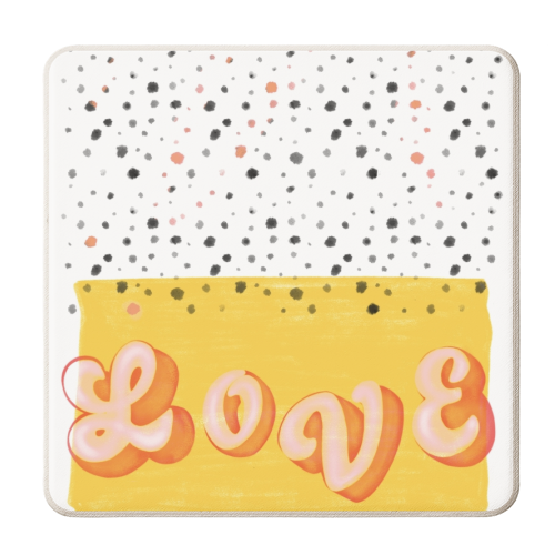 Love Yellow Print - personalised beer coaster by Yaz Raja