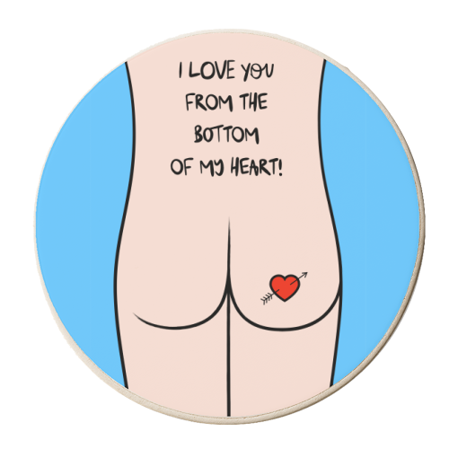 Love You From The Bottom Of My Heart! - personalised beer coaster by Adam Regester
