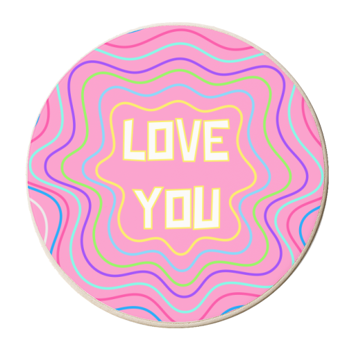 Love You Funky Graphic - personalised beer coaster by Adam Regester