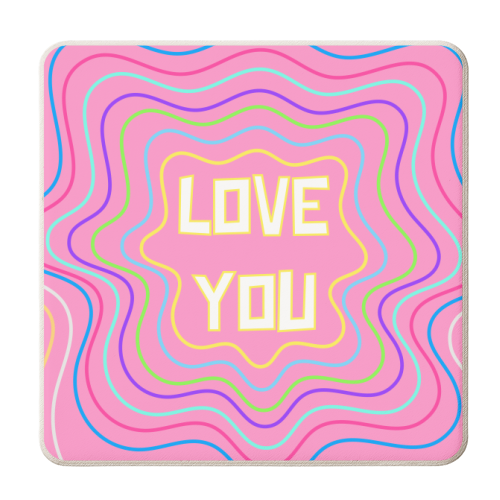 Love You Funky Graphic - personalised beer coaster by Adam Regester