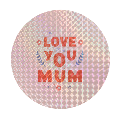 Love You Mum - Cute Bold Floral Mother's Day / Birthday Art - Circle Sticker by By Honey Studios