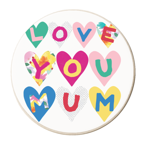 Love you mum hearts - personalised beer coaster by The Boy and the Bear
