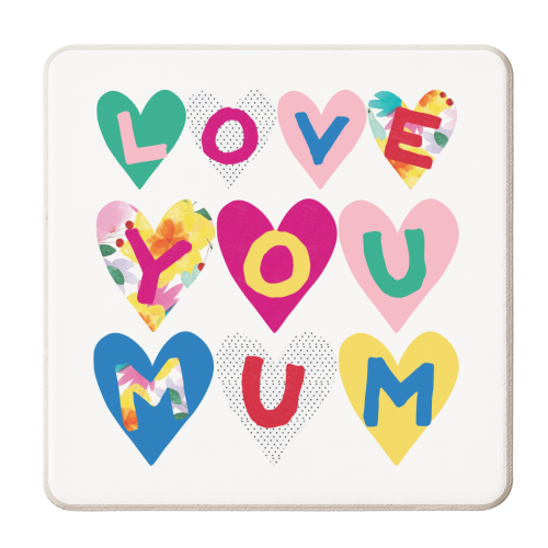 Love you mum hearts - personalised beer coaster by The Boy and the Bear