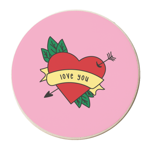Love You - personalised beer coaster by Laura Lonsdale