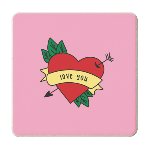 Love You - personalised beer coaster by Laura Lonsdale