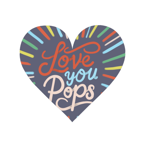 "Love You Pops" Colorful Burst Typography - Magnet by Ania Wieclaw
