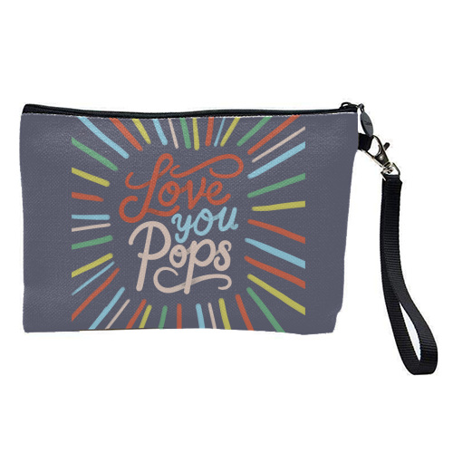 "Love You Pops" Colorful Burst Typography - pretty makeup bag by Ania Wieclaw