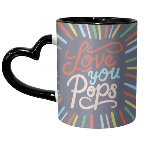 "Love You Pops" Colorful Burst Typography - unique mug by Ania Wieclaw