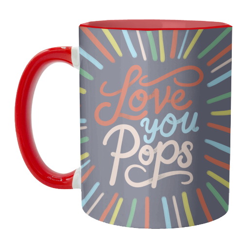 "Love You Pops" Colorful Burst Typography - unique mug by Ania Wieclaw