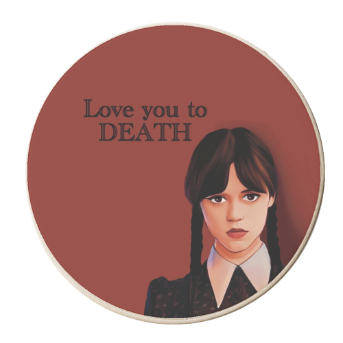 Love You To Death Wednesday Addams Valentine - personalised beer coaster by Giddy Kipper