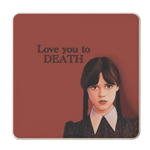 Love You To Death Wednesday Addams Valentine - personalised beer coaster by Giddy Kipper