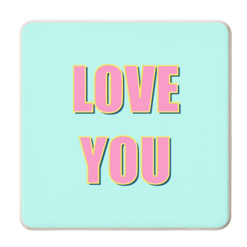 Love You Typographic Design - personalised beer coaster by Adam Regester