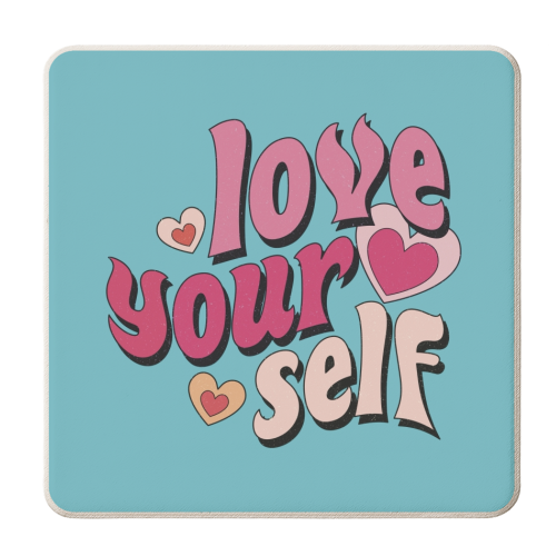 Love Yourself retro design - personalised beer coaster by Giddy Kipper