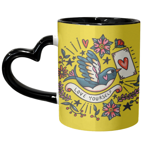 LOVE YOURSELF VINTAGE - unique mug by Nichola Cowdery