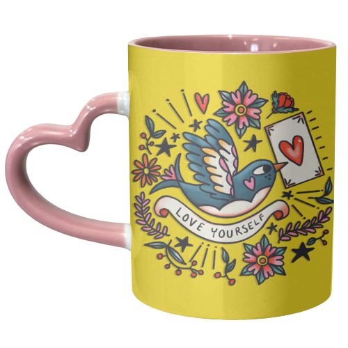 LOVE YOURSELF VINTAGE - unique mug by Nichola Cowdery